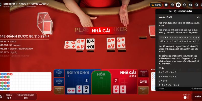 Cách tính điểm bài Baccarat
