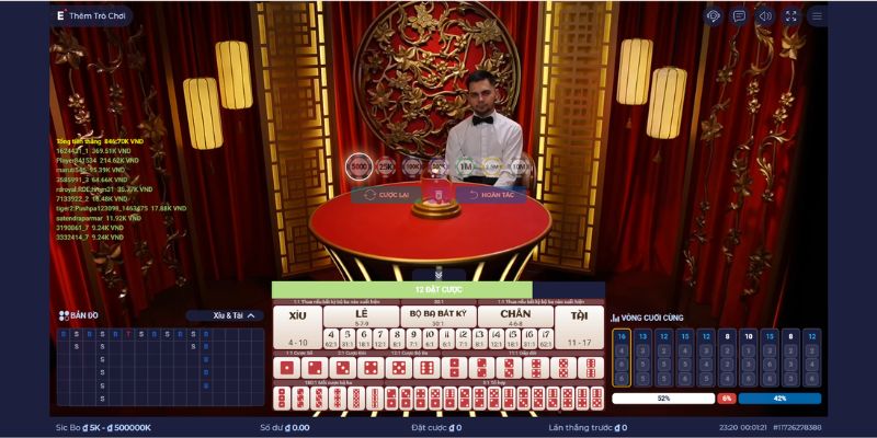 Giao diện chơi Sicbo cùng dealer trực tiếp