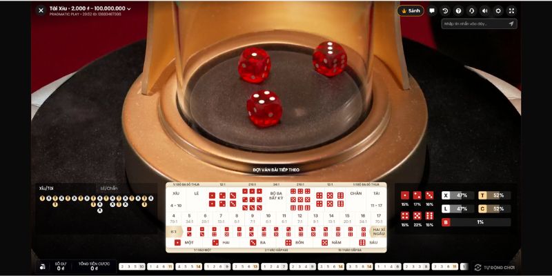 Trò chơi Sicbo với ba viên xúc xắc đặc trưng